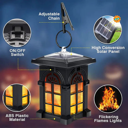 Skorter | 2-Pack: IP65 Waterproof Sun Outdoor Lighting with Flickering Flame