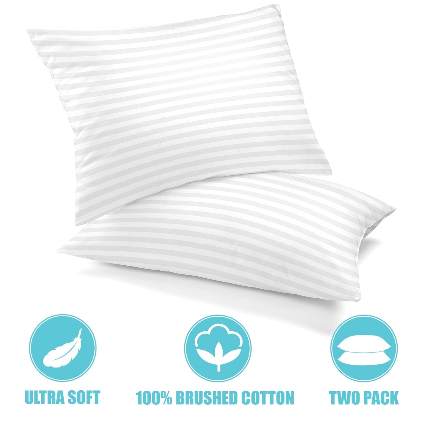 Skorter | 2-Pack: Lux Decor Collection Cotton Stripe Pillow Fuzzy Bed Pillows Set