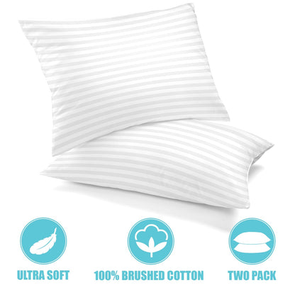 Skorter | 2-Pack: Lux Decor Collection Cotton Stripe Pillow Fuzzy Bed Pillows Set