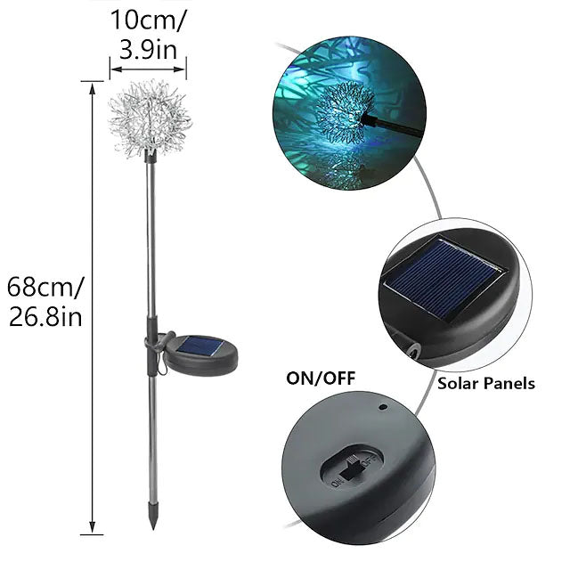 Skorter | 2-Pack: Outdoor Solar Dandelion Garden Lights