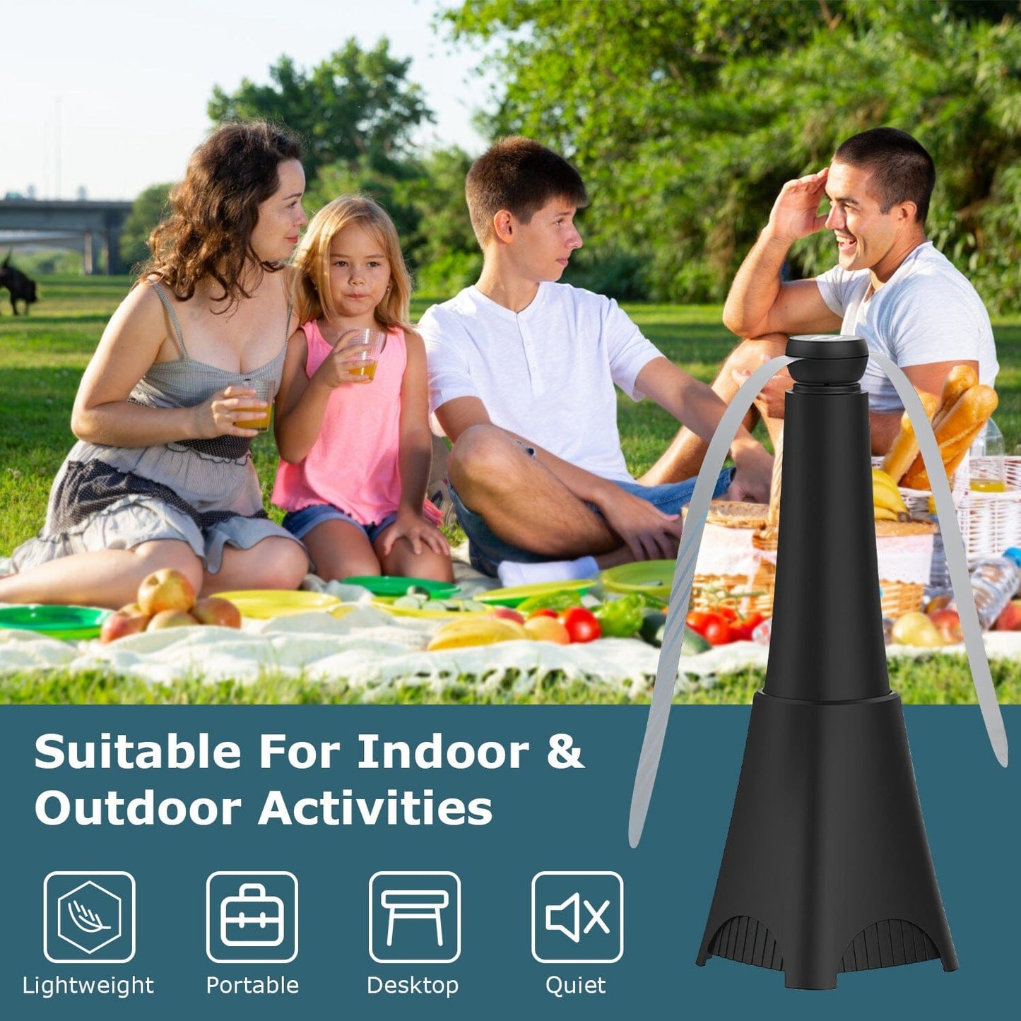 Skorter | 2-pack: Carrying fan with reflective fly repellent, rechargeable battery operated