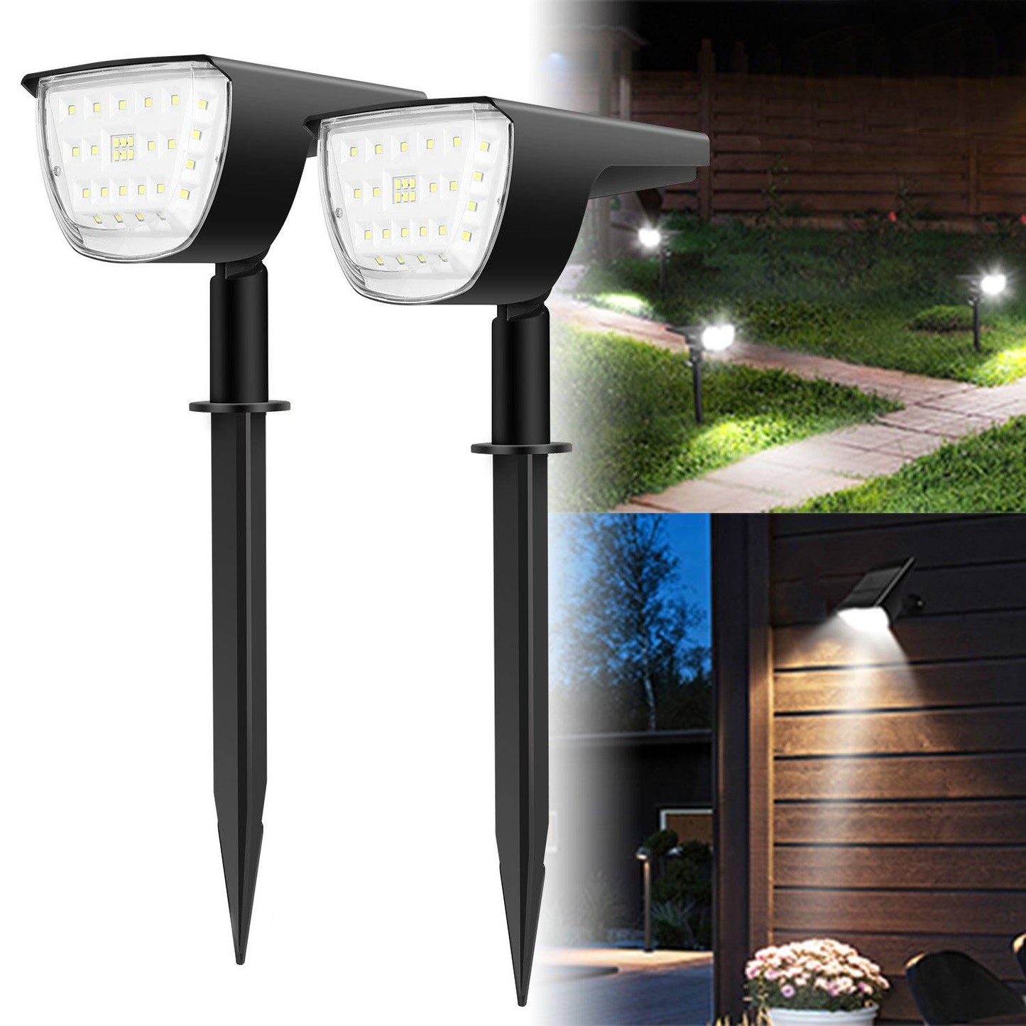 Skorter | 2-Pack: Solarek 32 LED solar landscape spotlights