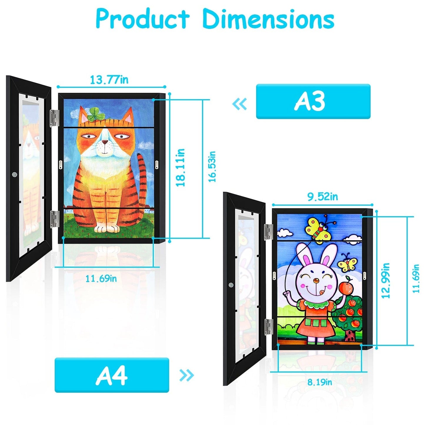 Skorter | 2-Piece: Kids Art Frame Front Opening Wood Picture Frame