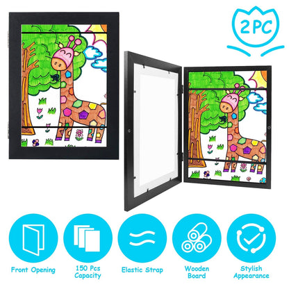 Skorter | 2-Piece: Kids Art Frame Front Opening Wood Picture Frame