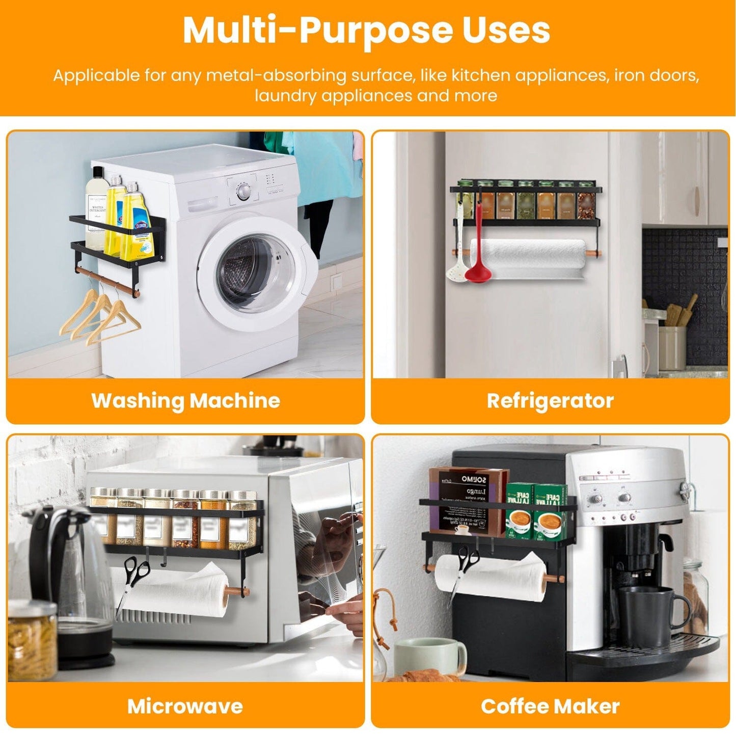 Skorter | 2-Piece: Magnetic spice racks for refrigerator with paper sleeve