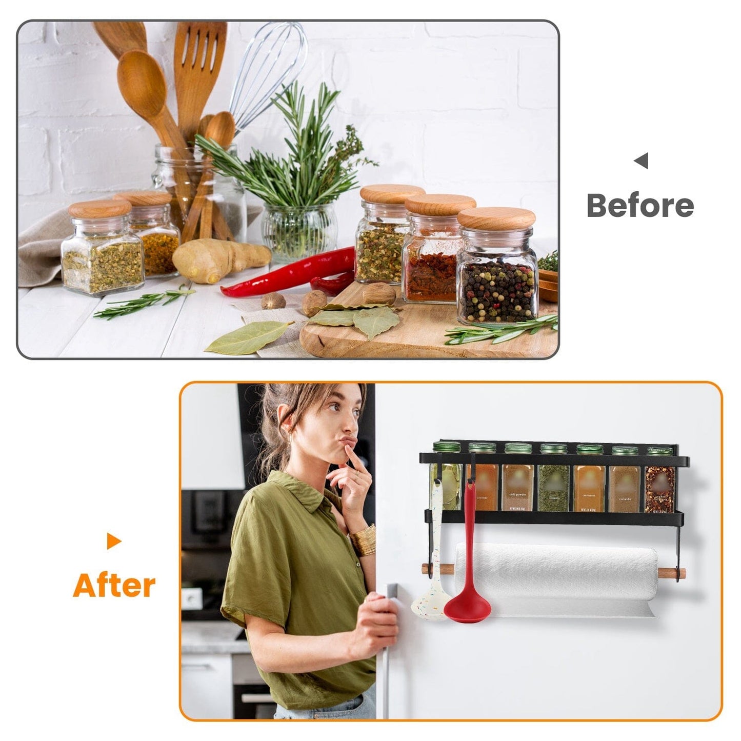 Skorter | 2-Piece: Magnetic spice racks for refrigerator with paper sleeve