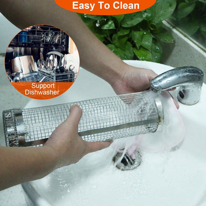 Skorter | 2-piece: Portable BBQ Rolling Cart Round Stainless Steel Grill