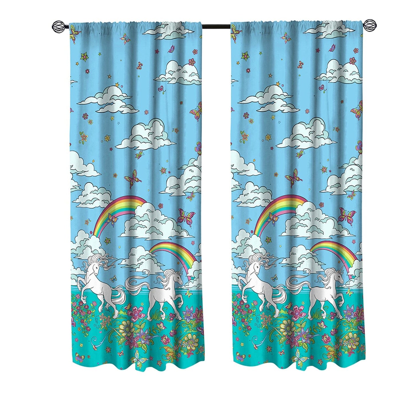 Skorter | 2-piece set: Kidz Mix Rainbow Unicorn Window Panel Pair