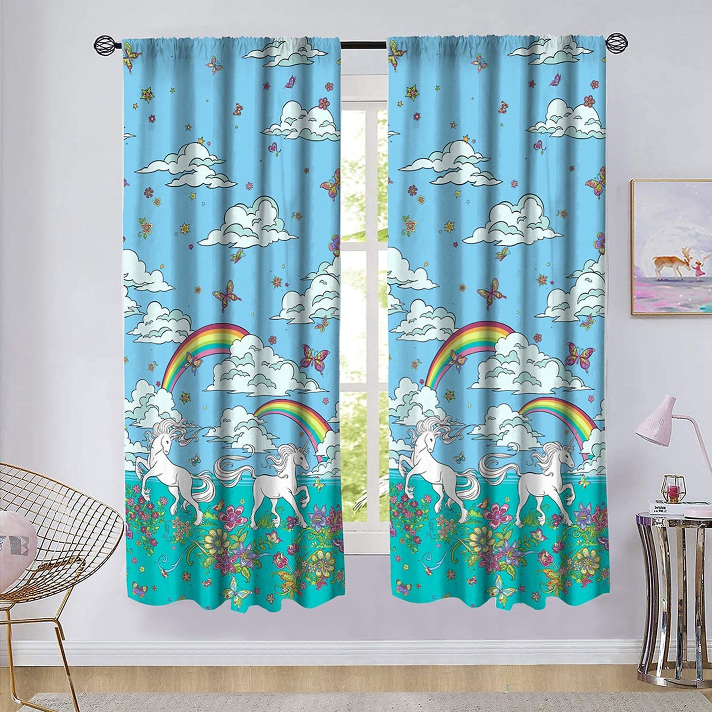 Skorter | 2-piece set: Kidz Mix Rainbow Unicorn Window Panel Pair