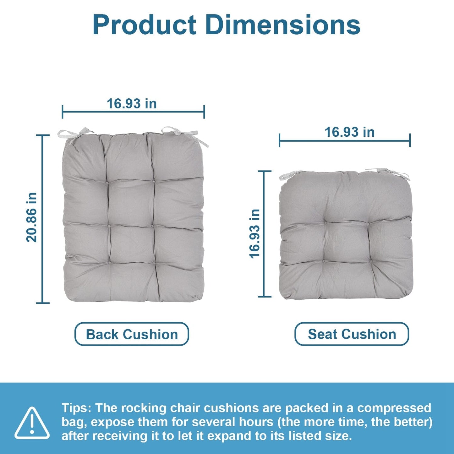 Skorter | 2-piece set: Rocking chair cushion with smoke-free straps Polyester fiber filling