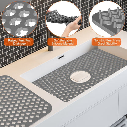 Skorter | 2 Piece: Silicone Drain Cleaning Mat with Central Drain Hole