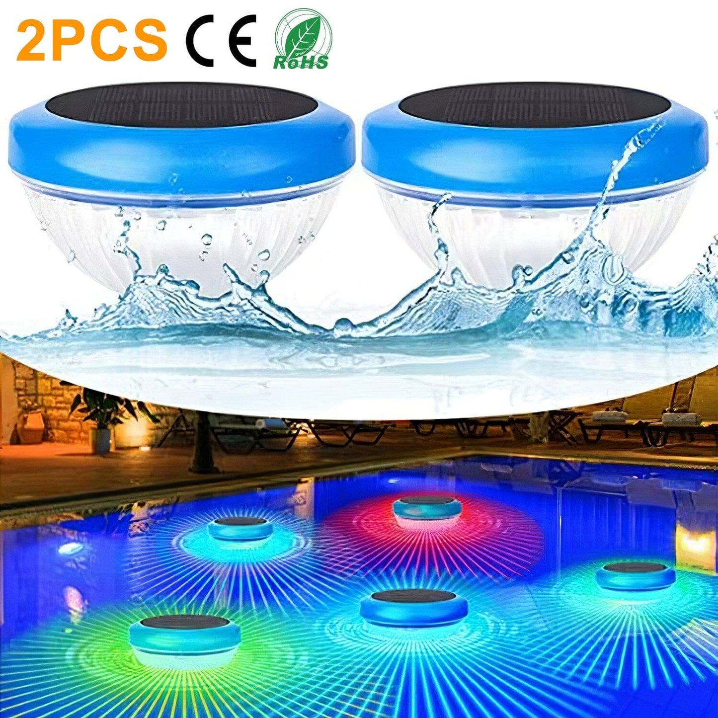Skorter | 2-piece: Solar-powered LED pool light Gradient Multicolor Change