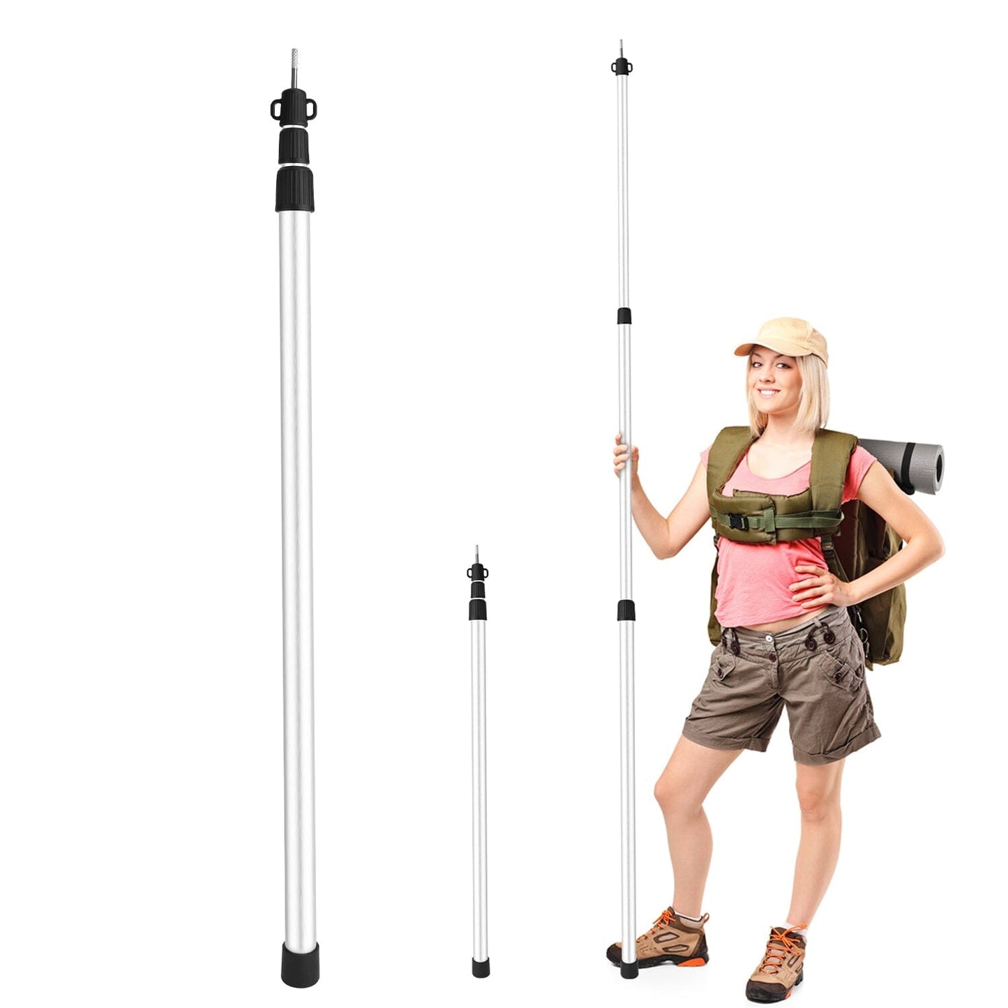 Skorter | 2-Piece: Telescoping Tarpaulin Poles Portable Aluminum Awning Poles