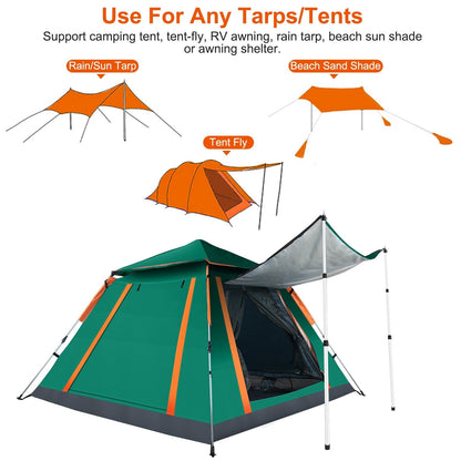 Skorter | 2-Piece: Telescoping Tarpaulin Poles Portable Aluminum Awning Poles