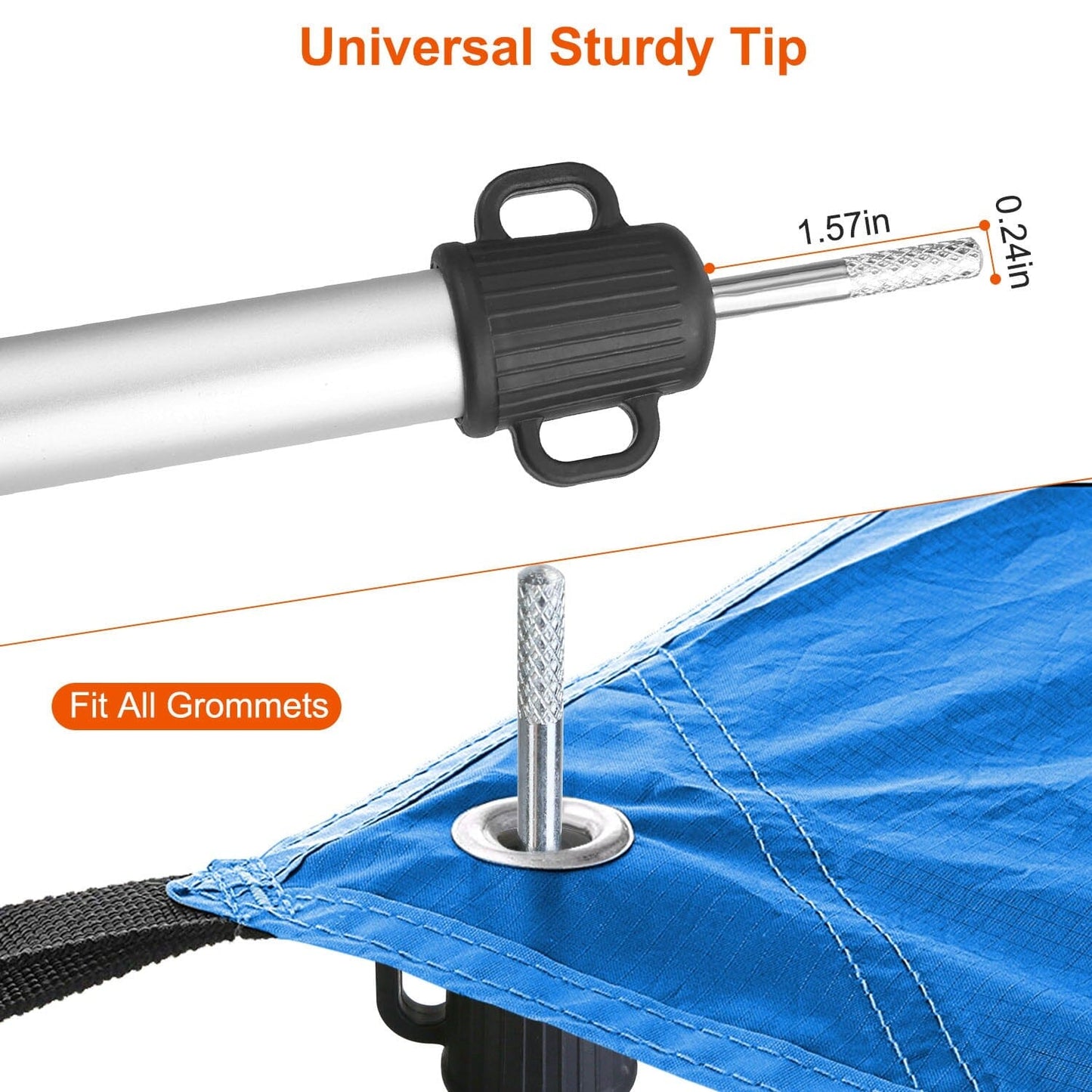 Skorter | 2-Piece: Telescoping Tarpaulin Poles Portable Aluminum Awning Poles