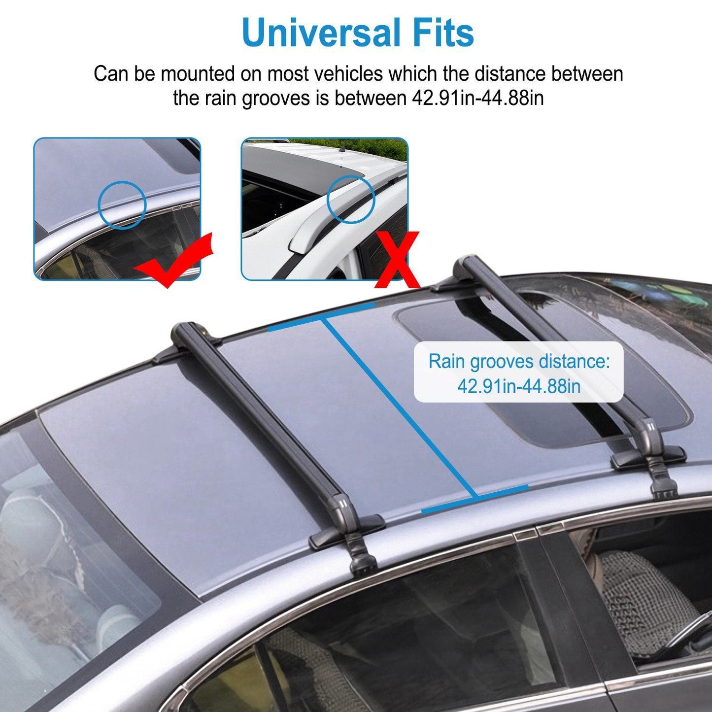 Skorter | 2-Piece: Universal 110CM/43-Inch Car Roof Rack Cross Bar