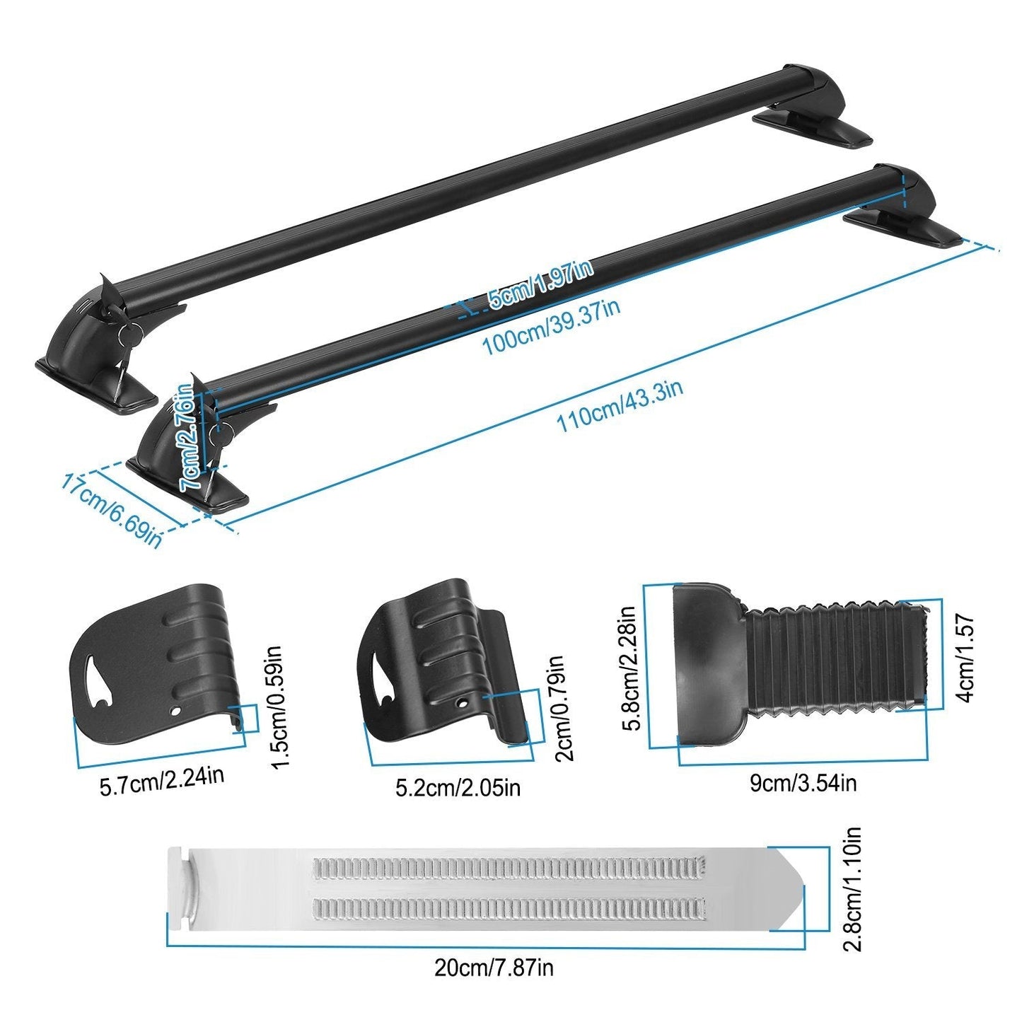 Skorter | 2-Piece: Universal 110CM/43-Inch Car Roof Rack Cross Bar