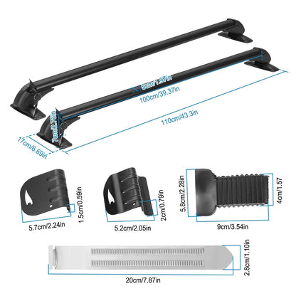 Skorter | 2-Piece: Universal 110CM/43-Inch Car Roof Rack Cross Bar