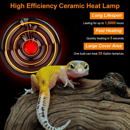 Skorter | 2 pieces: 150W Infrared Reptile Heat Lamp No Light Emission