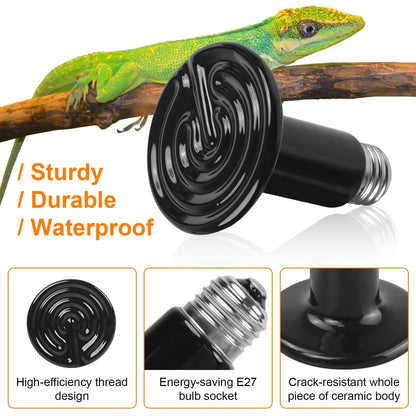 Skorter | 2 pieces: 150W Infrared Reptile Heat Lamp No Light Emission