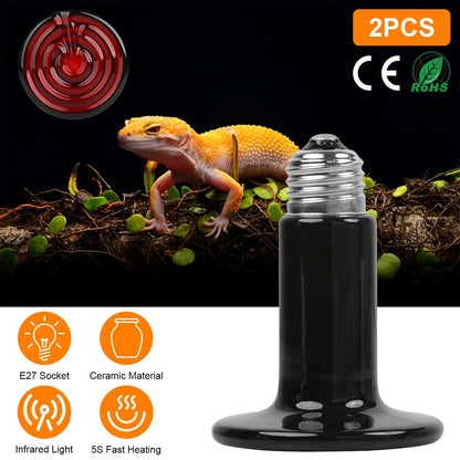 Skorter | 2 pieces: 150W Infrared Reptile Heat Lamp No Light Emission