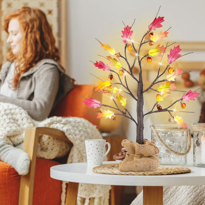 Skorter | 2-Pieces: 2FT Artificially Lit Maple Wood with 24-Piece Warm White LED Beads