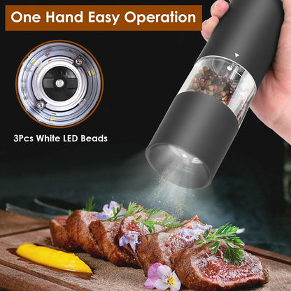 Skorter | 2-piece: Electric salt and pepper mills with battery and adjustable coarseness