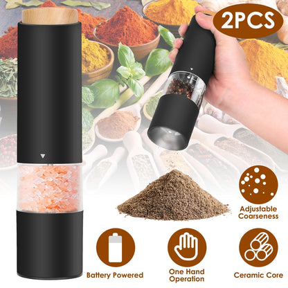 Skorter | 2-piece: Electric salt and pepper mills with battery and adjustable coarseness
