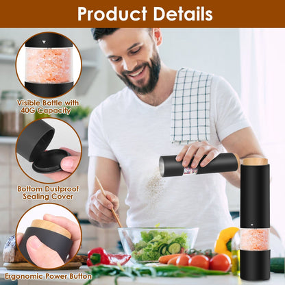 Skorter | 2-piece: Electric salt and pepper mills with battery and adjustable coarseness