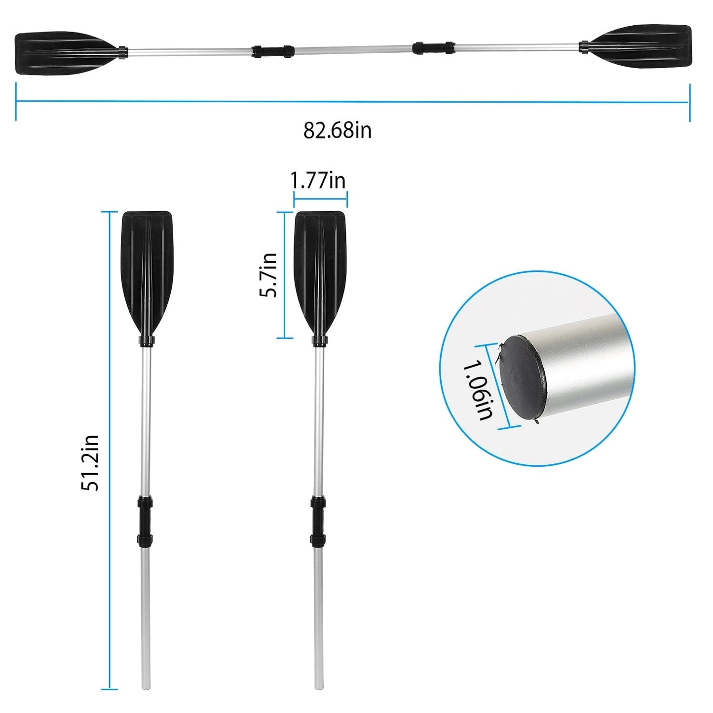 Skorter | 2-Pieces: Kayak Paddle Aluminum Alloy Removable Canoe