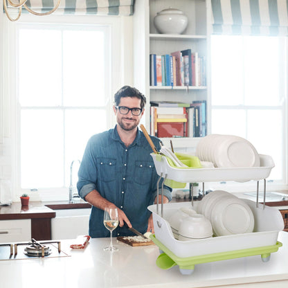 Skorter | 2-level plate drying rack cutlery draining