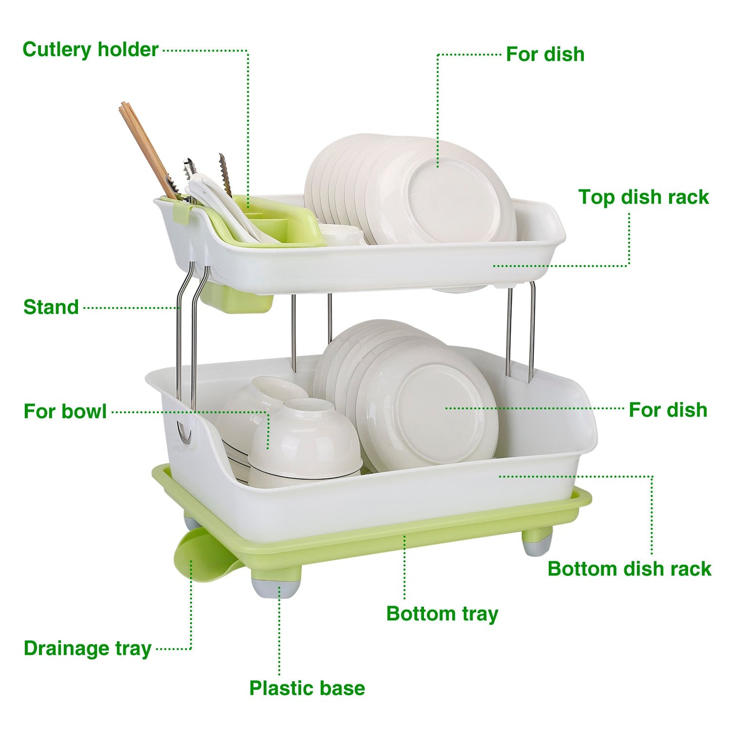 Skorter | 2-level plate drying rack cutlery draining