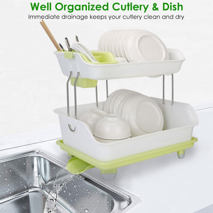 Skorter | 2-level plate drying rack cutlery draining