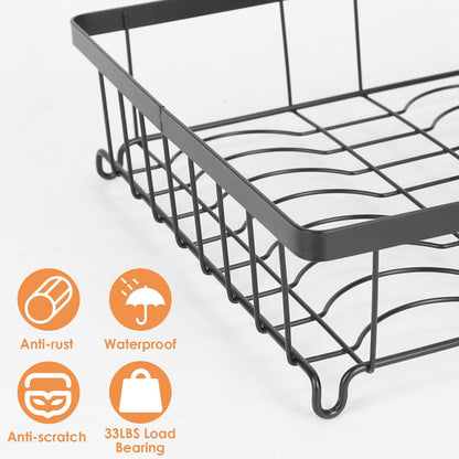 Skorter | 2-layer Dish Rack Drain Organizer Set with Cutlery Holder Stand Swivel Tap