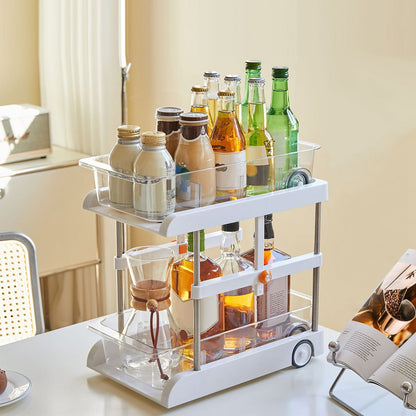 Skorter | 2-layer Height Adjustable Under Sink Organizer with Flexible Wheels 2 Clear Bins