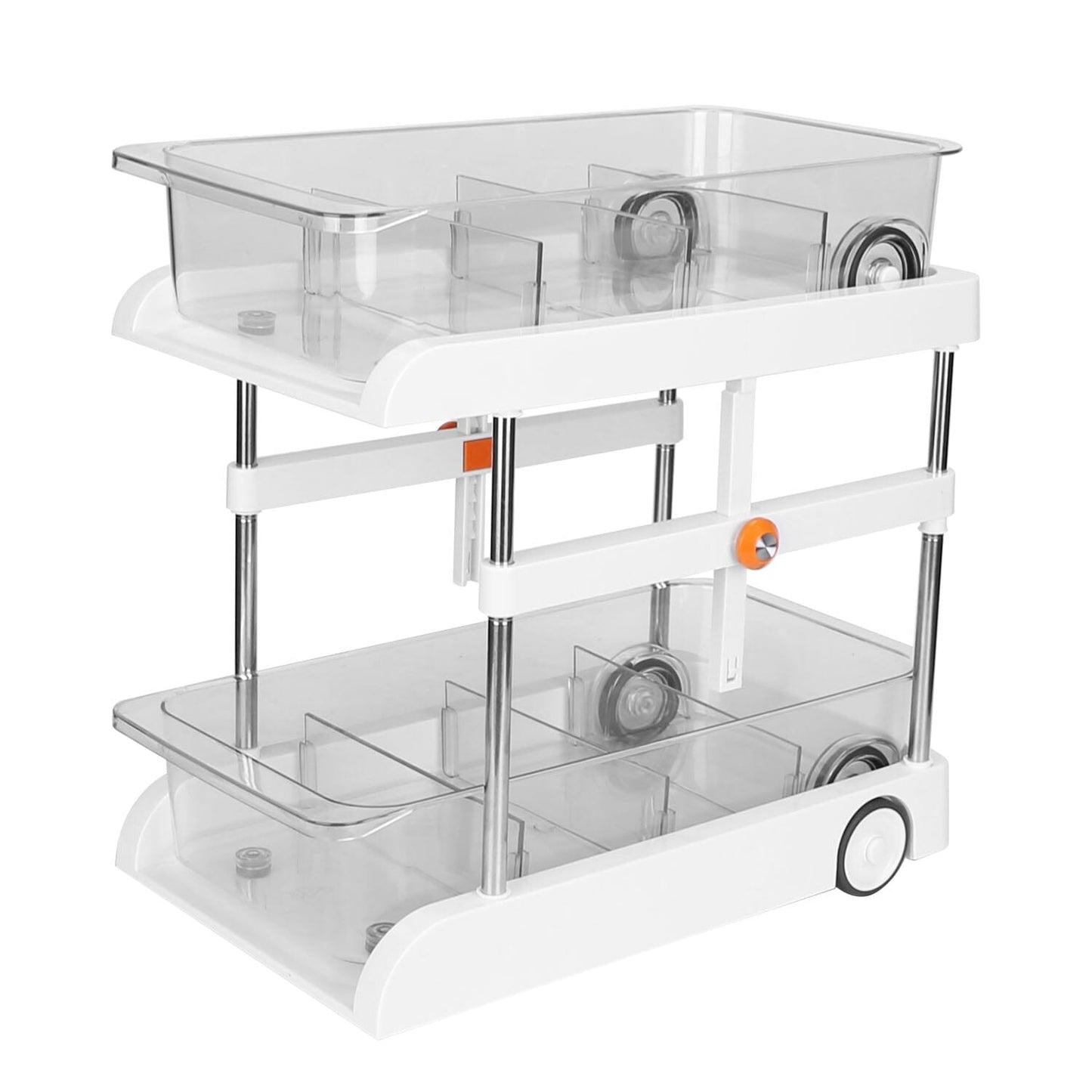 Skorter | 2-layer Height Adjustable Under Sink Organizer with Flexible Wheels 2 Clear Bins