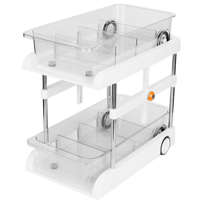 Skorter | 2-layer Height Adjustable Under Sink Organizer with Flexible Wheels 2 Clear Bins