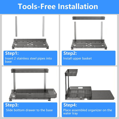 Skorter | 2-level retractable under sink organizer