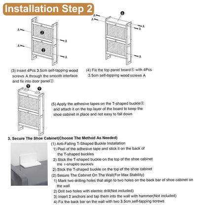 Skorter | 2-layer Shoe Cabinet with 2 Flip Drawers Slim Bamboo Shelf Narrow Organizer