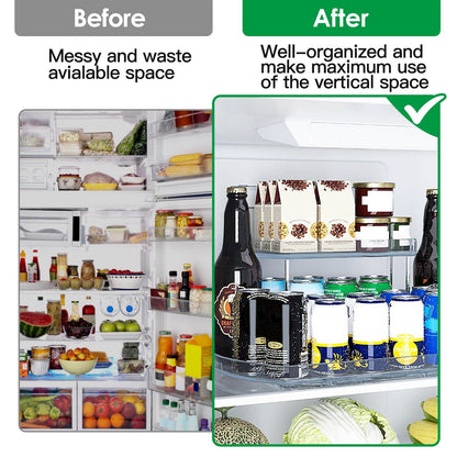 Skorter | 2-layer Plate Organizer Rectangular Refrigerator Spinning Storage Shelf with 360° Rotatable Rails