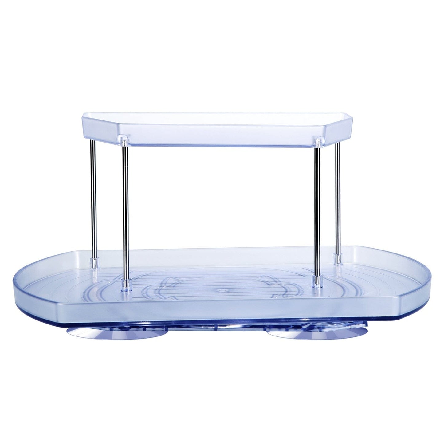 Skorter | 2-layer Plate Organizer Rectangular Refrigerator Spinning Storage Shelf with 360° Rotatable Rails