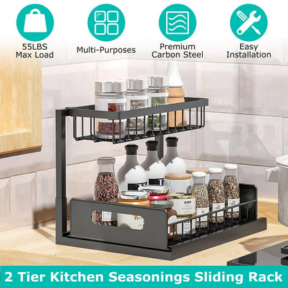Skorter | 2-Tier Under Bench Organizer Pull-Out Basket Storage