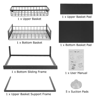Skorter | 2-Tier Under Bench Organizer Pull-Out Basket Storage