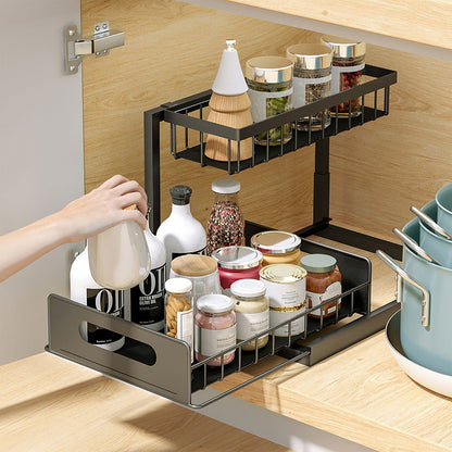 Skorter | 2-Tier Under Bench Organizer Pull-Out Basket Storage