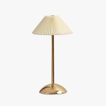 Skorter | Contemporary Scandinavian rechargeable iron fabric cone pleated LED table lamp for bedside