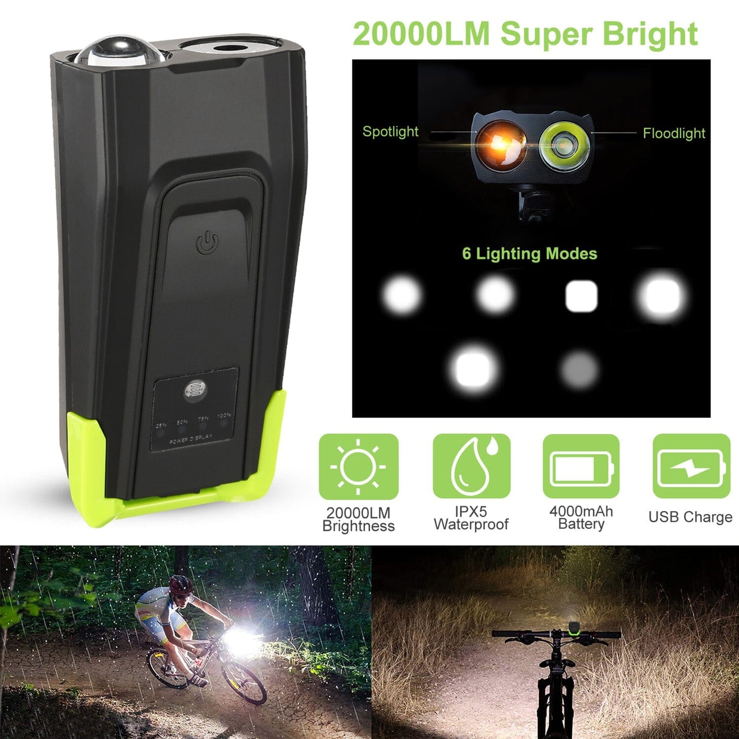 Skorter | 20000LM Bicycle Front Light with 120dB Loud Horn