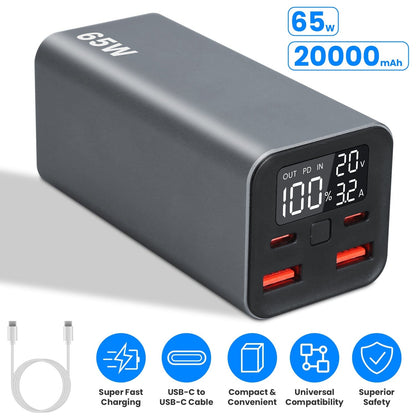 Skorter | 20000mah 65W USB-C PD Laptop Power Bank Fast Charging