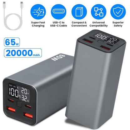 Skorter | 20000mah 65W USB-C PD Laptop Power Bank Fast Charging