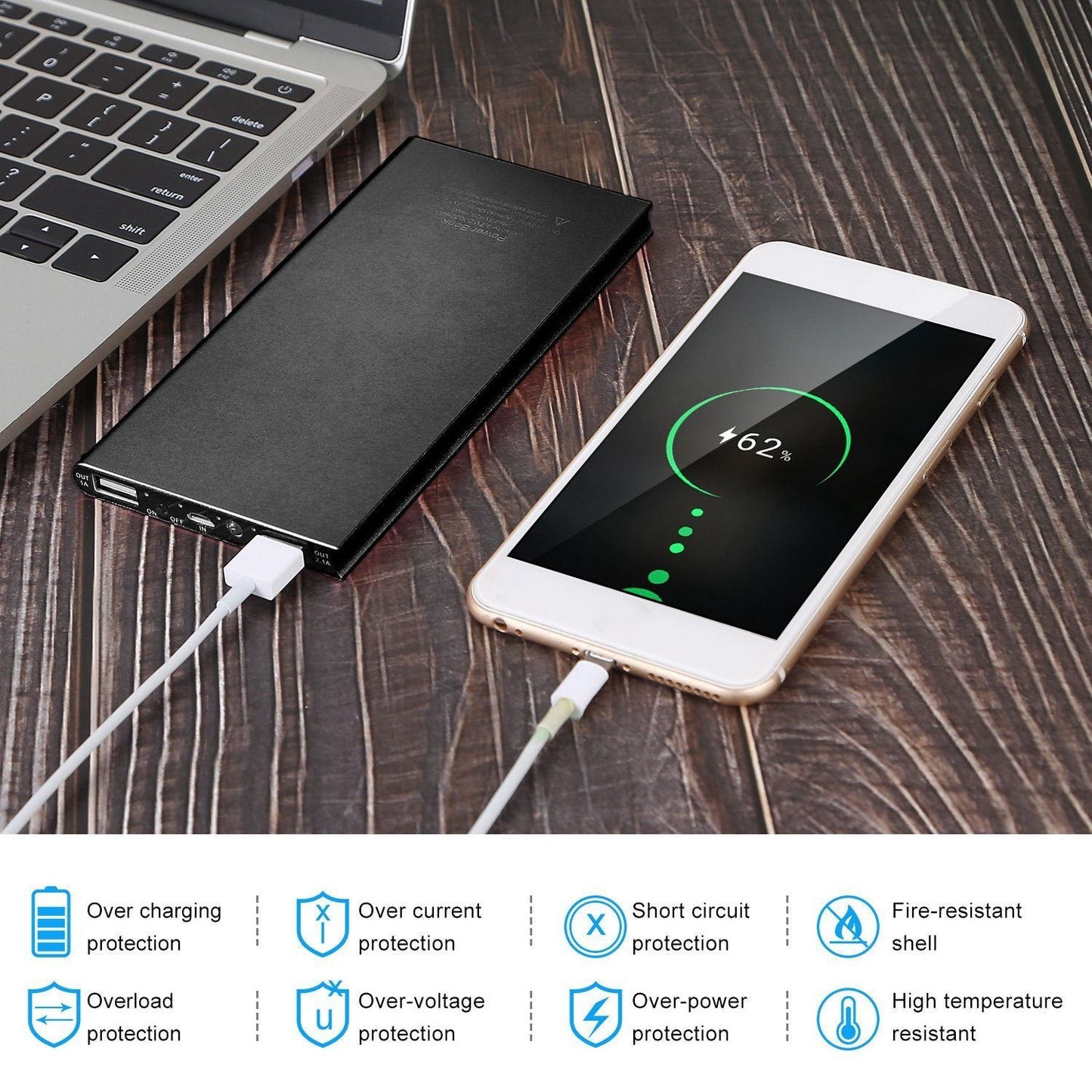 Skorter | 20000mAh Power Bank Ultra Thin External Battery Pack