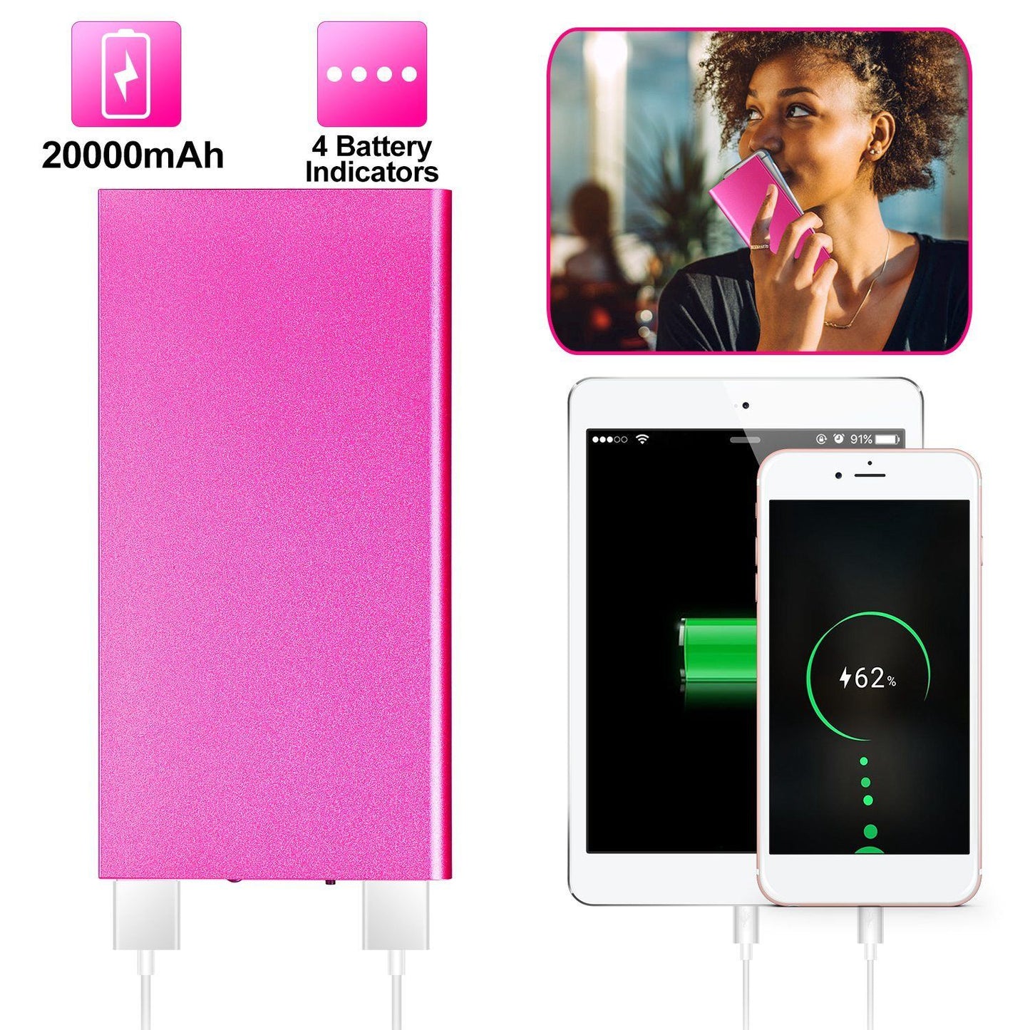 Skorter | 20000mAh Power Bank Ultra Thin External Battery Pack